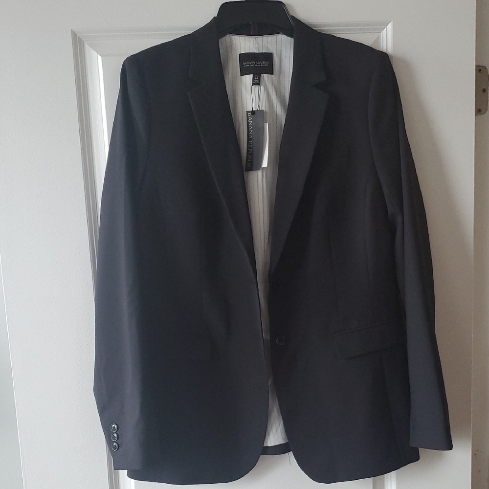Banana Republic Womens 14 TALL Long And Lean Black Blazer